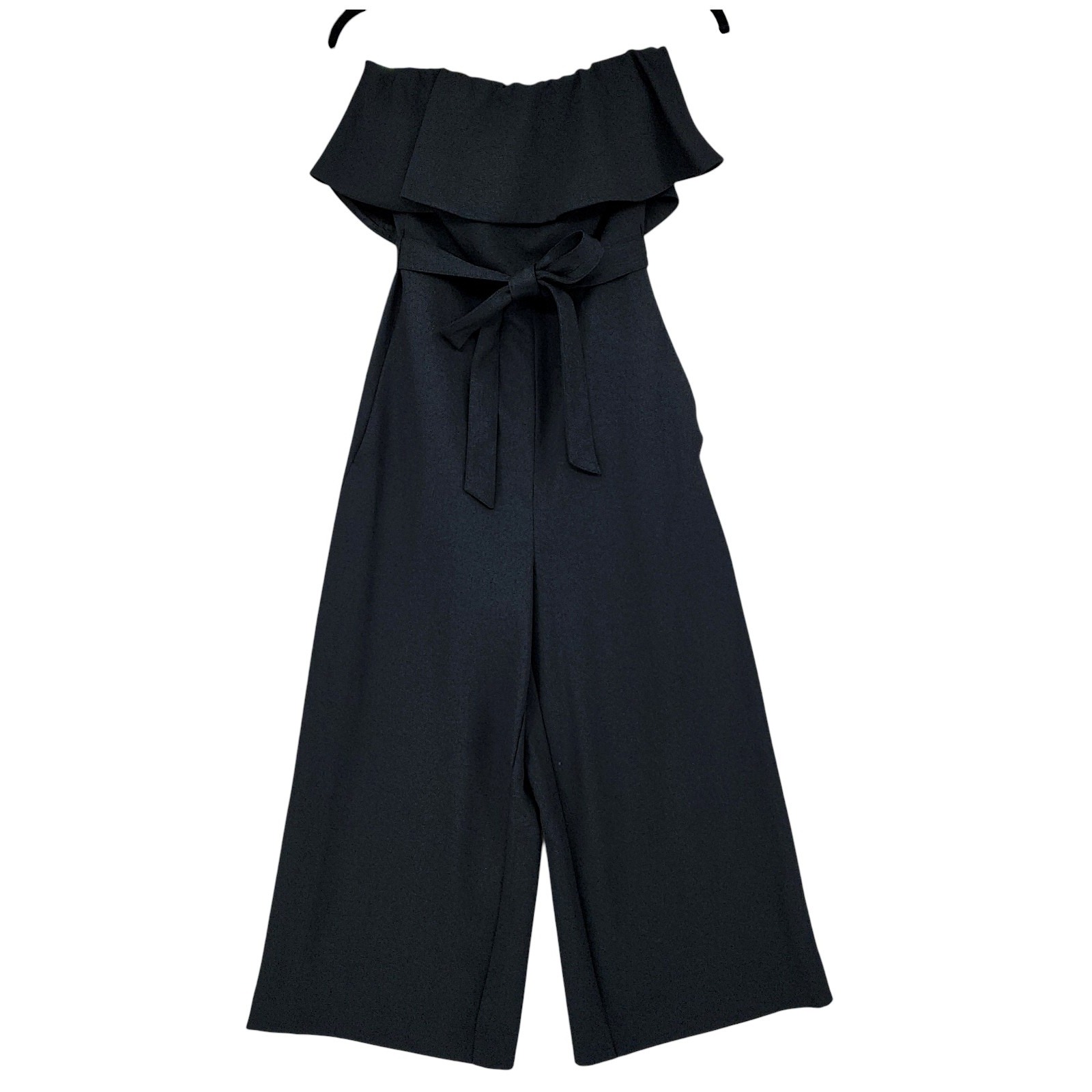 Arotzia Babaton Jumpsuit 2 Black Ruffle Wide Leg Strapless Cocktail Wedding